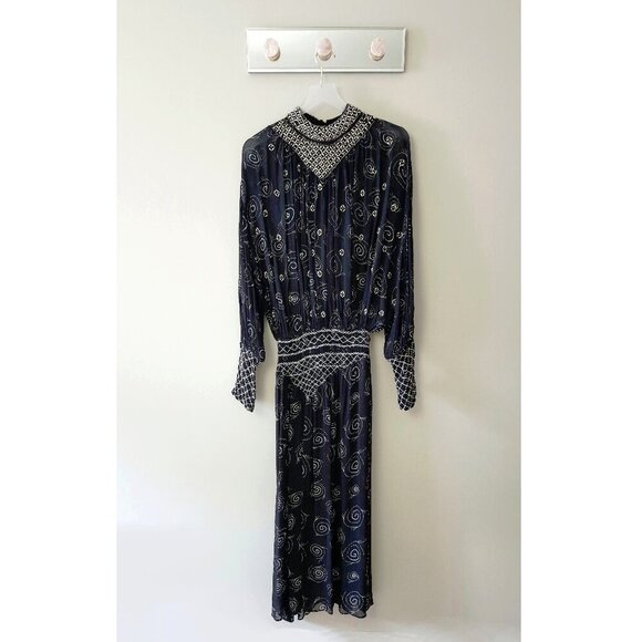 NWT Zara black & white embroidered beaded printed midi dress, M - Picture 11 of 16